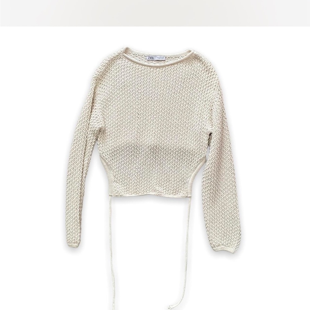 Zara Cream Textured Knit Sweater